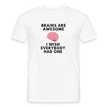 Brain smart genius funny sayings humor gift - Men's T-Shirt - white - Front - AI Model Male 178 dark (178cm)