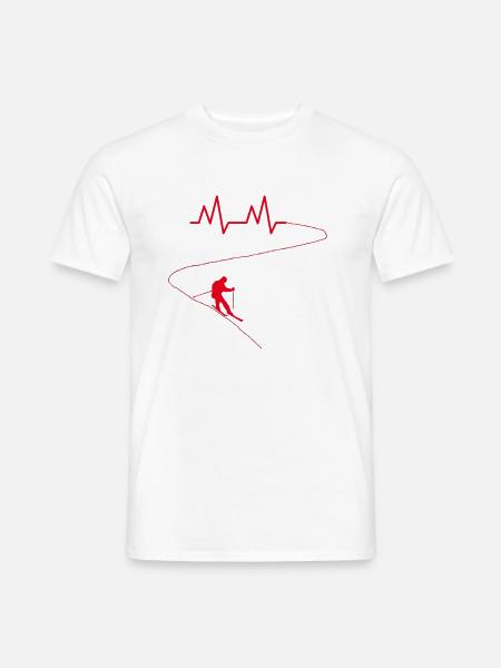 Ski herzschlag berge gipfel wintersport geschenk - Männer T-Shirt - Weiß