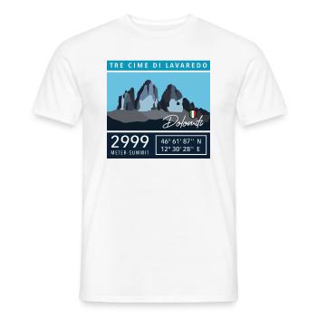 Dolomites trois pics Tre Cime di Lavaredo Italie - T-shirt homme - blanc - Devant - AI Model Male 178 dark (178cm)