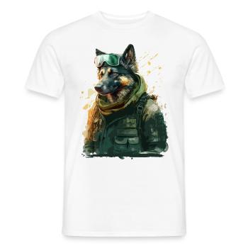 Le berger allemand en tant que soldat - T-shirt homme - blanc - Devant - AI Model Male 178 dark (178cm)