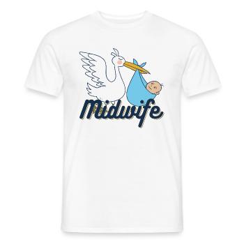 Midwife | Stork obstetrician profession baby gift - Men's T-Shirt - white - Front - AI Model Male 178 dark (178cm)