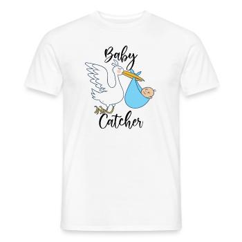 Cigogne sage-femme | Cadeau de profession d'accoucheuse - T-shirt homme - blanc - Devant - AI Model Male 178 dark (178cm)