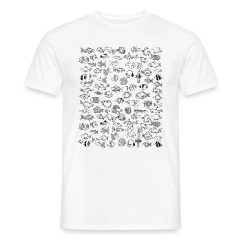 Fish: Goldfish Guppy Diskus Catfish Platy Neon and more - Men's T-Shirt - white - Front - AI Model Male 178 dark (178cm)