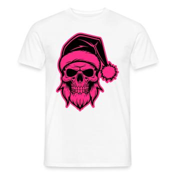 Santa Claus Skull - Men's T-Shirt - white - Front - AI Model Male 178 dark (178cm)