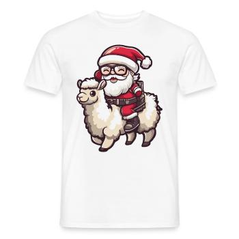 Lama alpaga Père Noël - T-shirt homme - blanc - Devant - AI Model Male 178 dark (178cm)