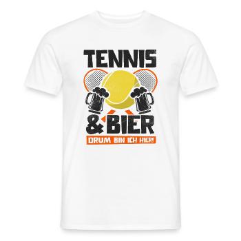 TENNIS UND BIER DRUM BIN ICH HIER TENNISSPIELER - Männer T-Shirt - Weiß - Vorne - AI Model Male 178 dark (178cm)