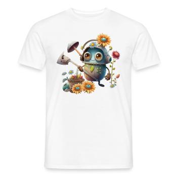 Niedlicher Roboter im Garten - Männer T-Shirt - Weiß - Vorne - AI Model Male 178 dark (178cm)