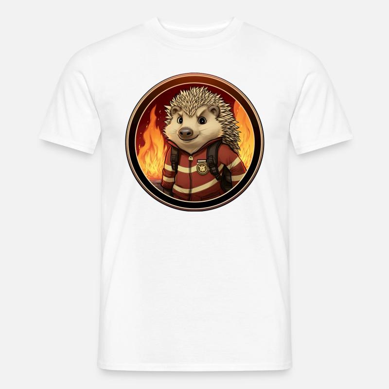 Feuerwehrmann Igel - Männer T-Shirt - Weiß