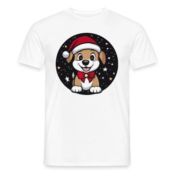 Chien Père Noël - T-shirt homme - blanc - Devant - AI Model Male 178 dark (178cm)
