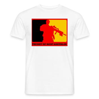 deu_freiheit_ist_nicht_kostenlos_big - Männer T-Shirt - Weiß - Vorne - AI Model Male 178 dark (178cm)