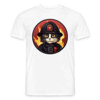 Katzen Feuerwehr - Männer T-Shirt - Weiß - Vorne - AI Model Male 178 dark (178cm)