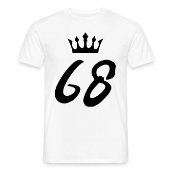 68 Cijfer kroon - Heren T-shirt - wit - Voor - AI Model Male 178 dark (178cm)