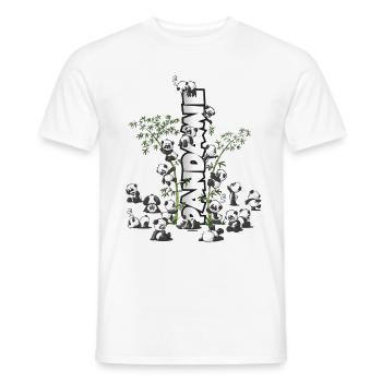 Panda's "Pandamie" cute cuddly panda bears - Men's T-Shirt - white - Front - AI Model Male 178 dark (178cm)