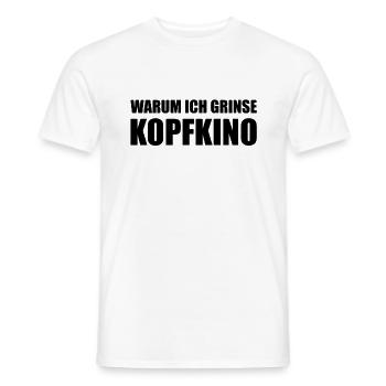 Freche Sprüche Warum Ich Grinse - Kopfkino - Männer T-Shirt - Weiß - Vorne - AI Model Male 178 dark (178cm)