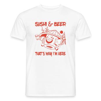 Sushi & Beer Pourquoi je suis ici - Sushi - T-shirt homme - blanc - Devant - AI Model Male 178 dark (178cm)