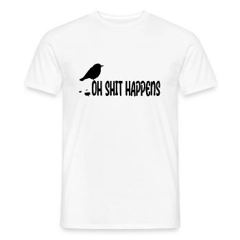 Bird Oh Shit Happens - Drôle d’ornithologue - T-shirt homme - blanc - Devant - AI Model Male 178 dark (178cm)