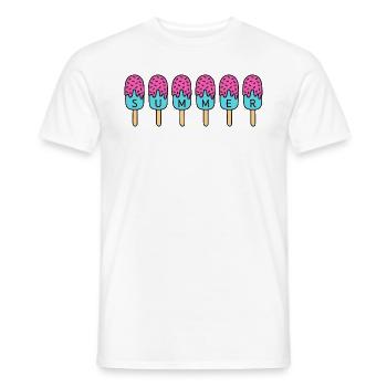 Été - Manger de la crème glacée - rose - Eté - Chaleur - Crème glacée - T-shirt homme - blanc - Devant - AI Model Male 178 dark (178cm)