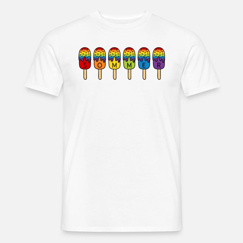 Eis essen - Regenbogen - bunt - Sommer - Eis - Männer T-Shirt - Weiß