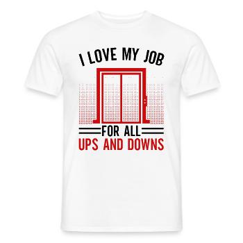 Elevator Mechanics - I Love My Job For Ups & Downs - Men's T-Shirt - white - Front - AI Model Male 178 dark (178cm)