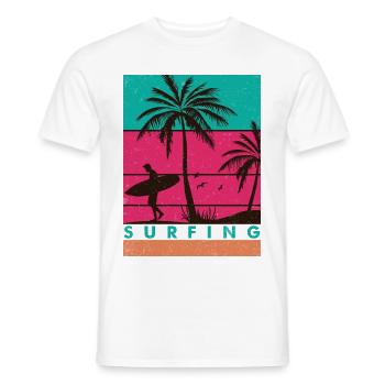 Conception de surf rétro pour les surfeurs et les surfeuses - T-shirt homme - blanc - Devant - AI Model Male 178 dark (178cm)