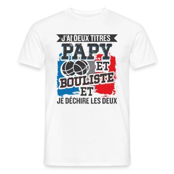 Papy Et Bouliste Humour Homme Boccia - T-shirt homme - blanc - Devant - AI Model Male 178 dark (178cm)
