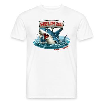 Aide Je ne sais pas nager - quand j’ai faim - T-shirt homme - blanc - Devant - AI Model Male 178 dark (178cm)