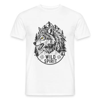 Wild Spirit - Wolf Logo - Men's T-Shirt - white - Front - AI Model Male 178 dark (178cm)