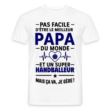 Cœur + Handball – Super Papa Handballeur - T-shirt homme - blanc - Devant - AI Model Male 178 dark (178cm)