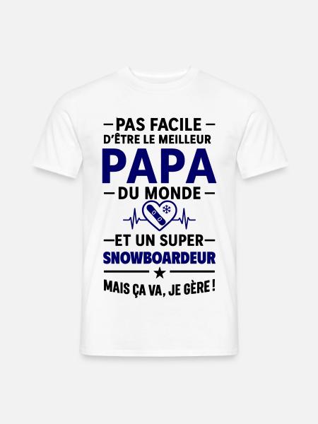 Heart + Snowboard – Super Snowboarder Dad - Men's T-Shirt - white