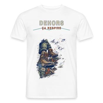 Bottes et flore sauvage hors piste - T-shirt homme - blanc - Devant - AI Model Male 178 dark (178cm)