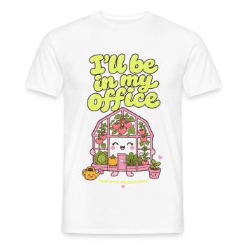 Je vais être dans mon bureau Jardinage bio - T-shirt homme - blanc - Devant - AI Model Male 178 dark (178cm)