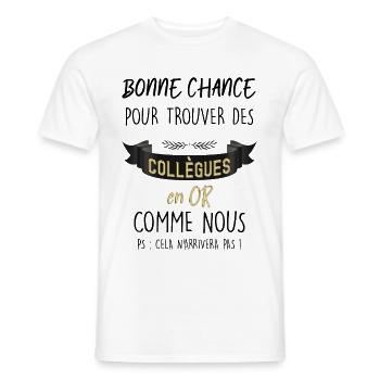 Collegues en or humour pour départ collègue - T-shirt homme - blanc - Devant - AI Model Male 178 dark (178cm)