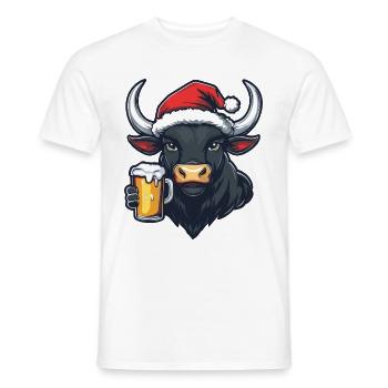 Stier Weihnachten Bier - Männer T-Shirt - Weiß - Vorne - AI Model Male 178 dark (178cm)
