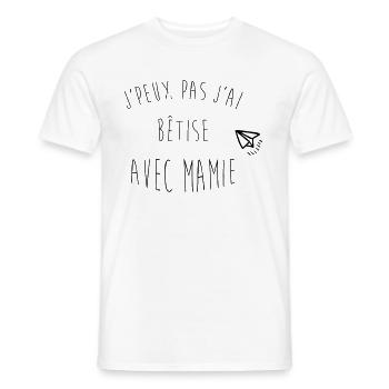 j'peux pas j ai bêtise avec mamie avion - T-shirt homme - blanc - Devant - AI Model Male 178 dark (178cm)