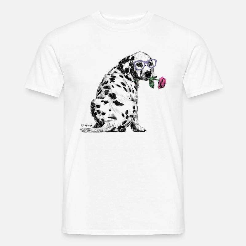 P.D. Moreno Dalmatiner mit Brille - Männer T-Shirt - Weiß