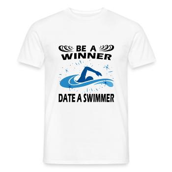 Swimmers are winners Funny saying Swimming - Men's T-Shirt - white - Front - AI Model Male 178 dark (178cm)