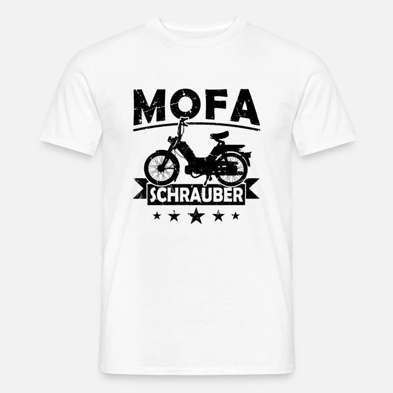 Mofa Schrauber Moped Mofafahrer Zweitakter - Männer T-Shirt - Weiß