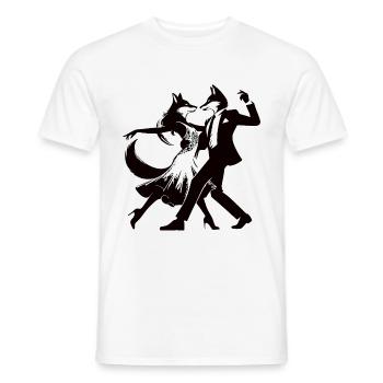 Elegant Foxtrot Dance Design with Dancing Foxes - Men's T-Shirt - white - Front - AI Model Male 178 dark (178cm)