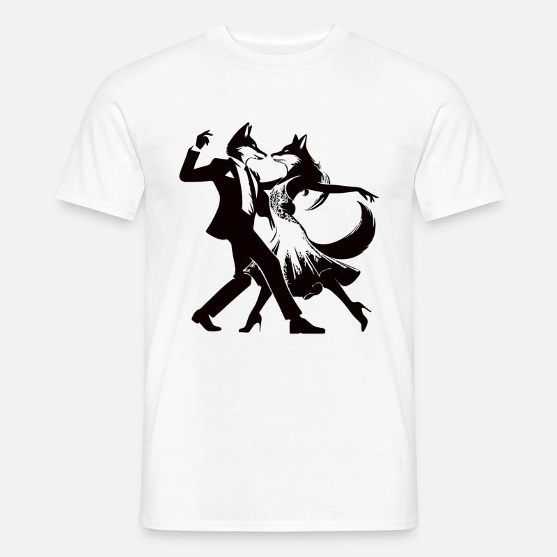 Conception élégante de couple de danse de tango avec des renards - T-shirt homme - blanc