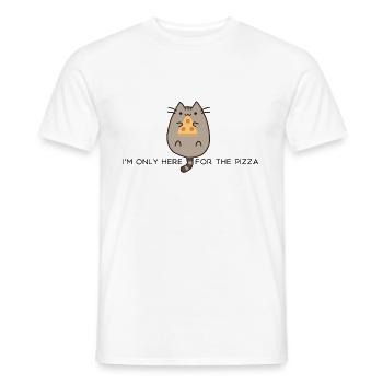 Cat eats pizza cute funny gift - Men's T-Shirt - white - Front - AI Model Male 178 dark (178cm)