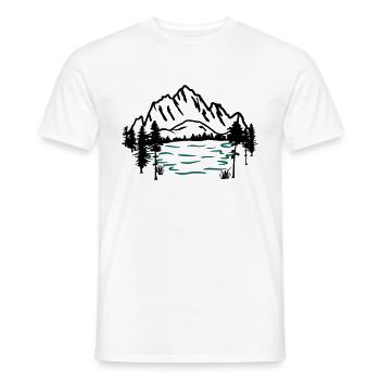 Mountains and lake, mountain and water - Men's T-Shirt - white - Front - AI Model Male 178 dark (178cm)