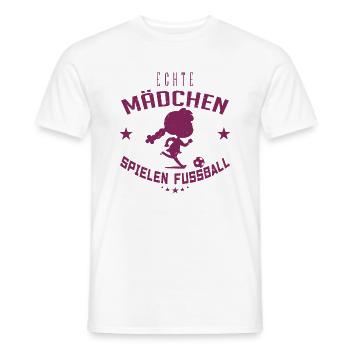 Echte Mädchen Spielen Fussball, Frauenfußball ! - Männer T-Shirt - Weiß - Vorne - AI Model Male 178 dark (178cm)