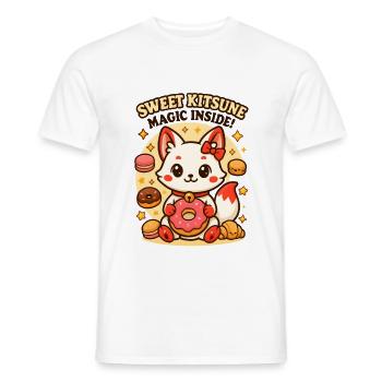 Süßes Kitsune Kawaii mit magischen Leckereien. - Männer T-Shirt - Weiß - Vorne - AI Model Male 178 dark (178cm)