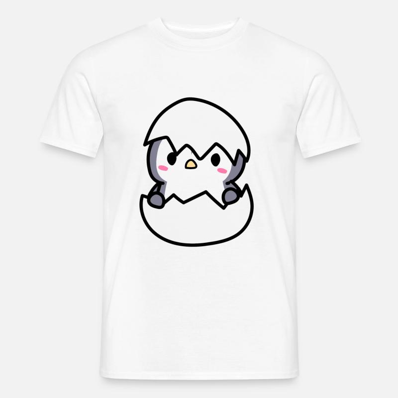 mignon bébé pingouin dans une idée coquille d'oeuf - T-shirt homme - blanc