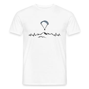 Paragliding, Paragliding, Mountains & Pulse Heartbeat - Men's T-Shirt - white - Front - AI Model Male 178 dark (178cm)