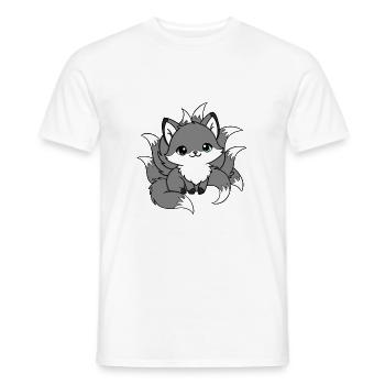 renard à neuf queues Gris et Blanc - T-shirt homme - blanc - Devant - AI Model Male 178 dark (178cm)