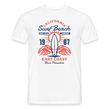 California Surf Beach Retro Vintage Surfing - Men's T-Shirt - white - Front - AI Model Male 178 dark (178cm)
