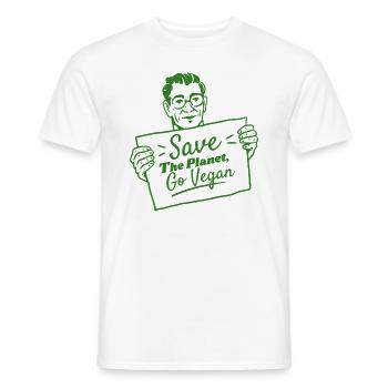 Save The Planet - Go Vegan Statement Veganer - Men's T-Shirt - white - Front - AI Model Male 178 dark (178cm)