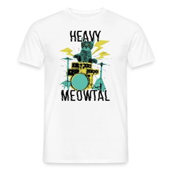 Heavy Metal Schlagzeug Katze Rock Musik - Männer T-Shirt - Weiß - Vorne - AI Model Male 178 dark (178cm)