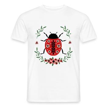 Coccinelle aux fleurs - T-shirt homme - blanc - Devant - AI Model Male 178 dark (178cm)